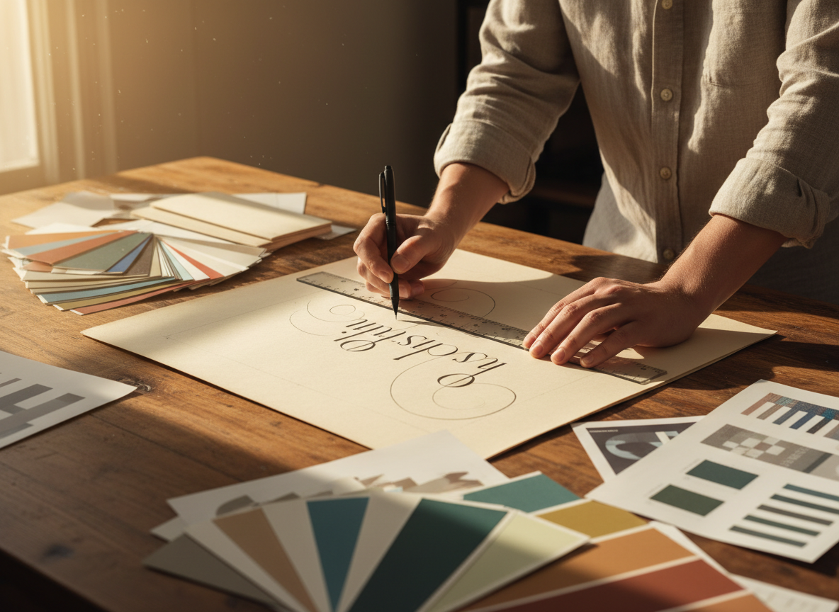 Designer working on custom print and design work